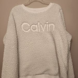 Calvin Klein | White Fuzzy Pull Over Sweater